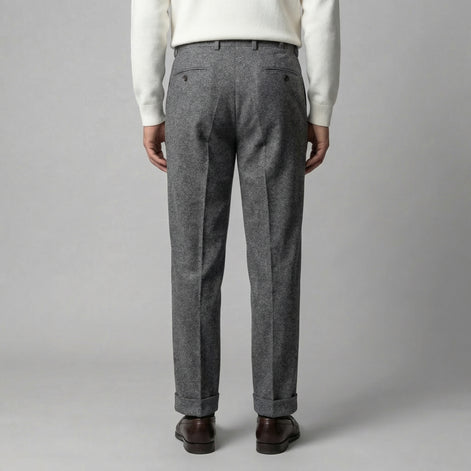 Men's Elegant Pleated Trousers with Side Adjuster
