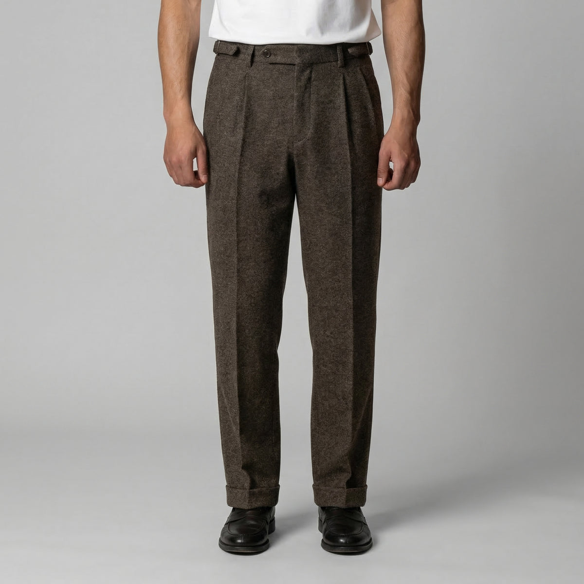 Men's Elegant Pleated Trousers with Side Adjuster