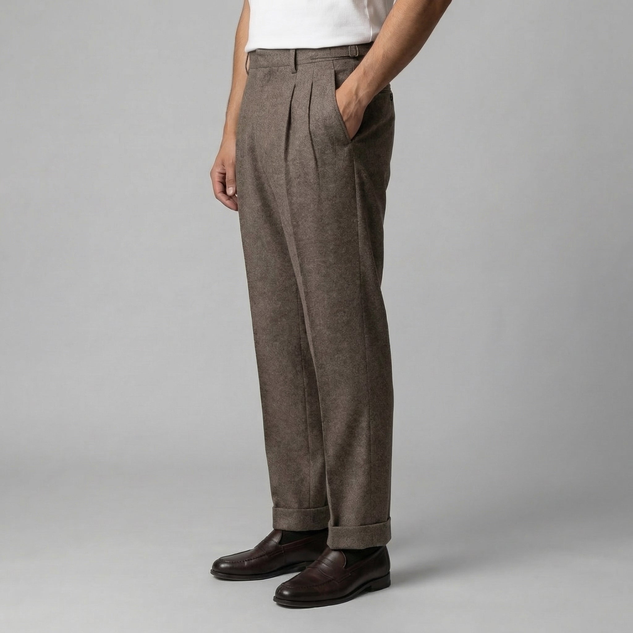 Men's Elegant Straight Fit Trousers with Side Adjuster
