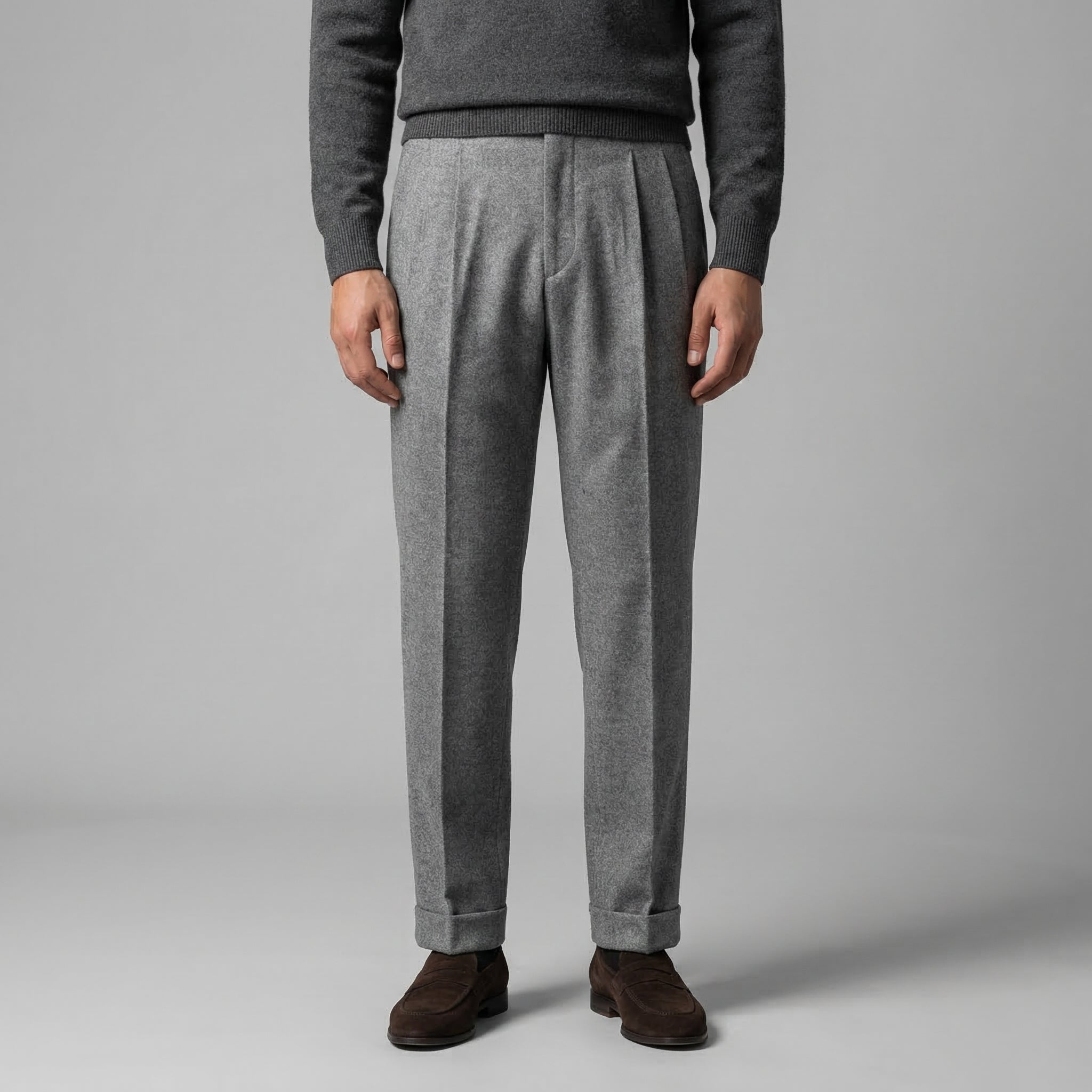 Men's Elegant Straight Fit Trousers with Side Adjuster