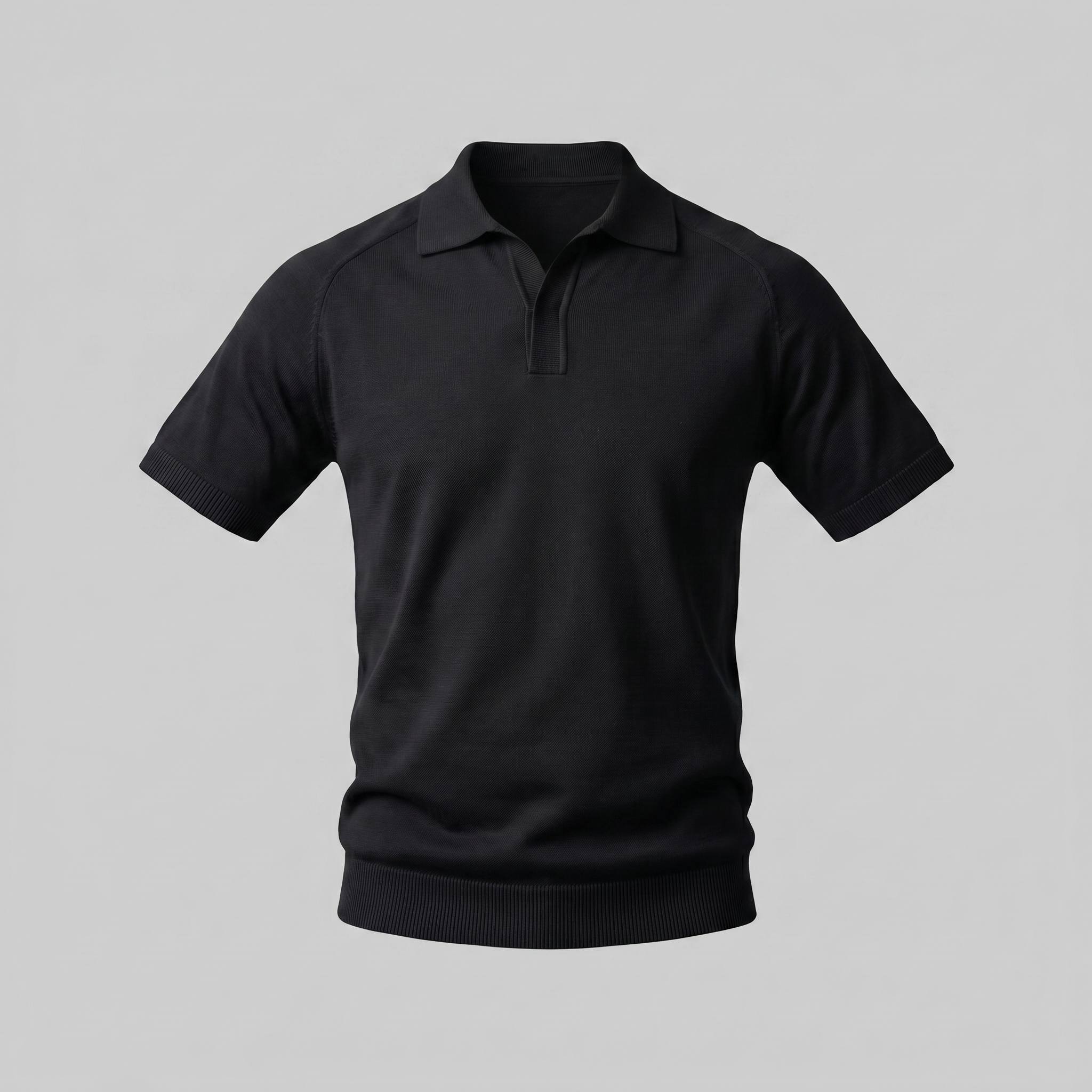 Men's Fine Knit Open-Collar Polo