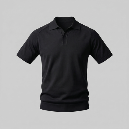 Men's Fine Knit Open-Collar Polo