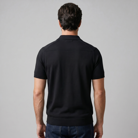 Men's Fine Knit Open-Collar Polo