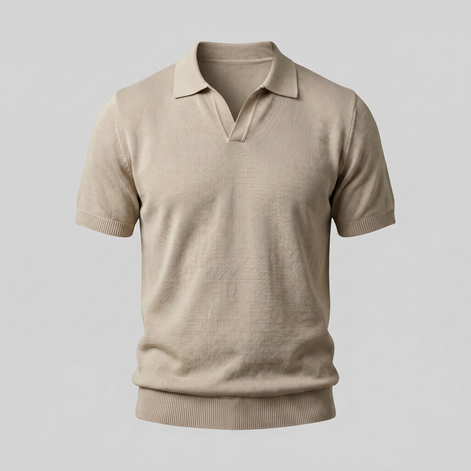 Men's Fine Knit Open-Collar Polo