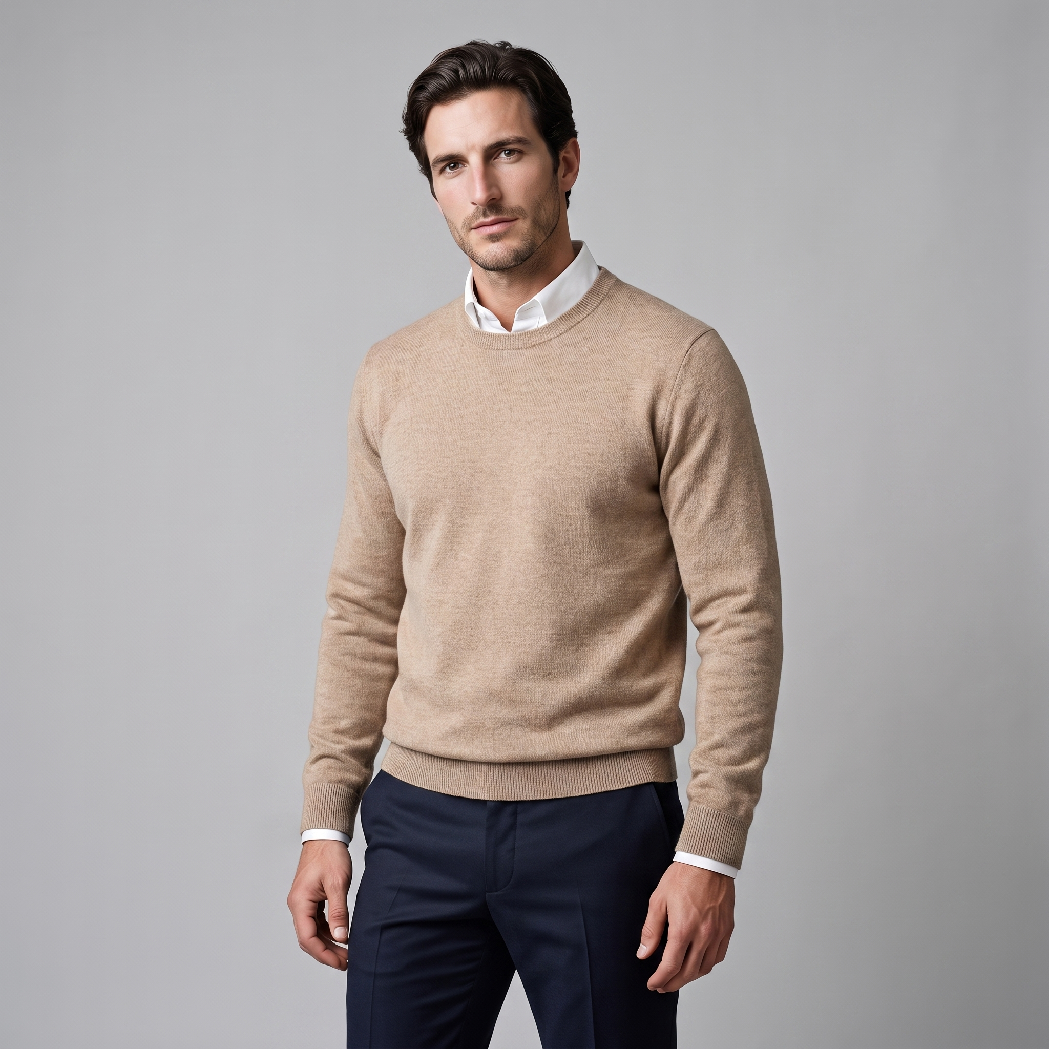 Men's Fine Knit Crew Neck Sweater