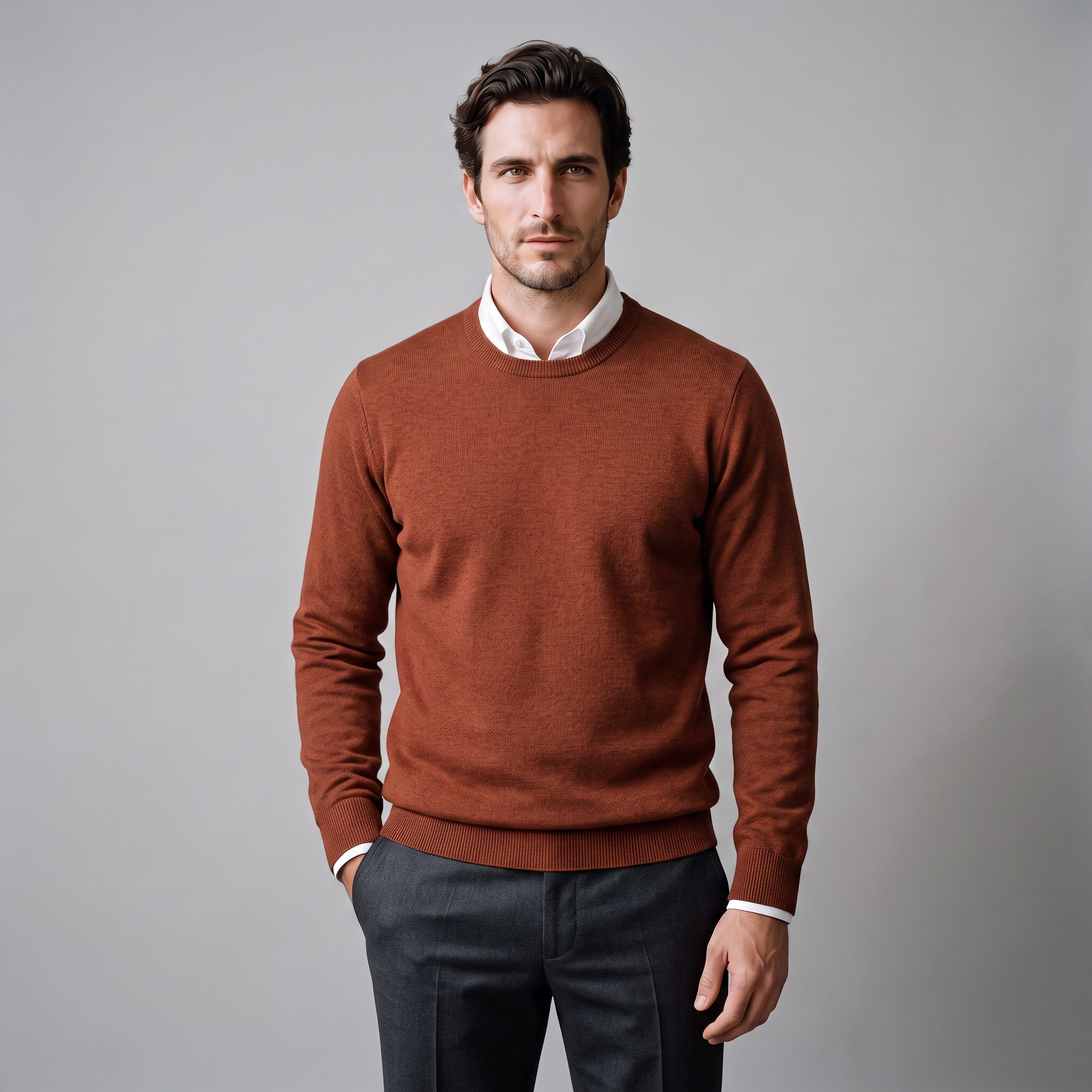 Men's Fine Knit Crew Neck Sweater