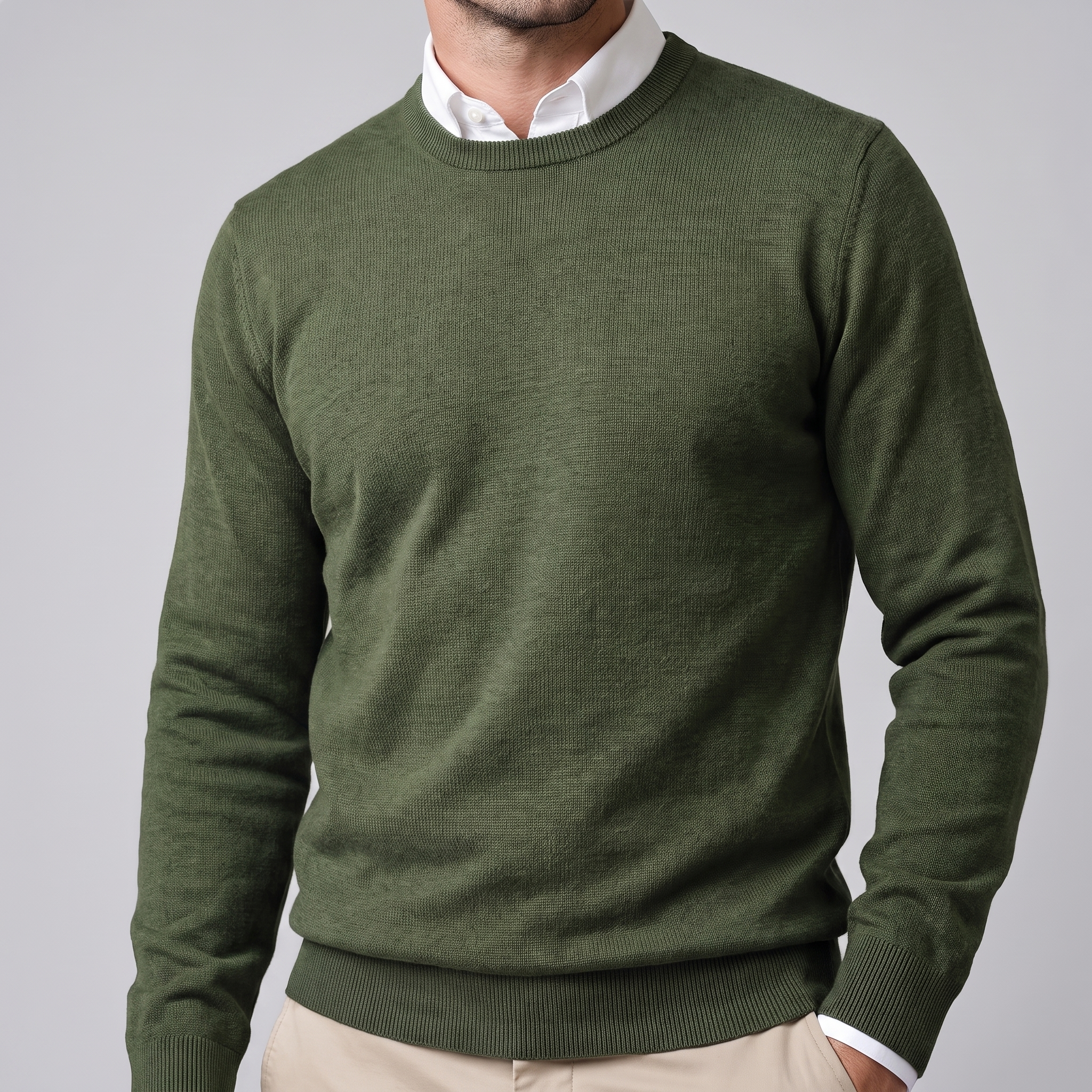Men's Fine Knit Crew Neck Sweater