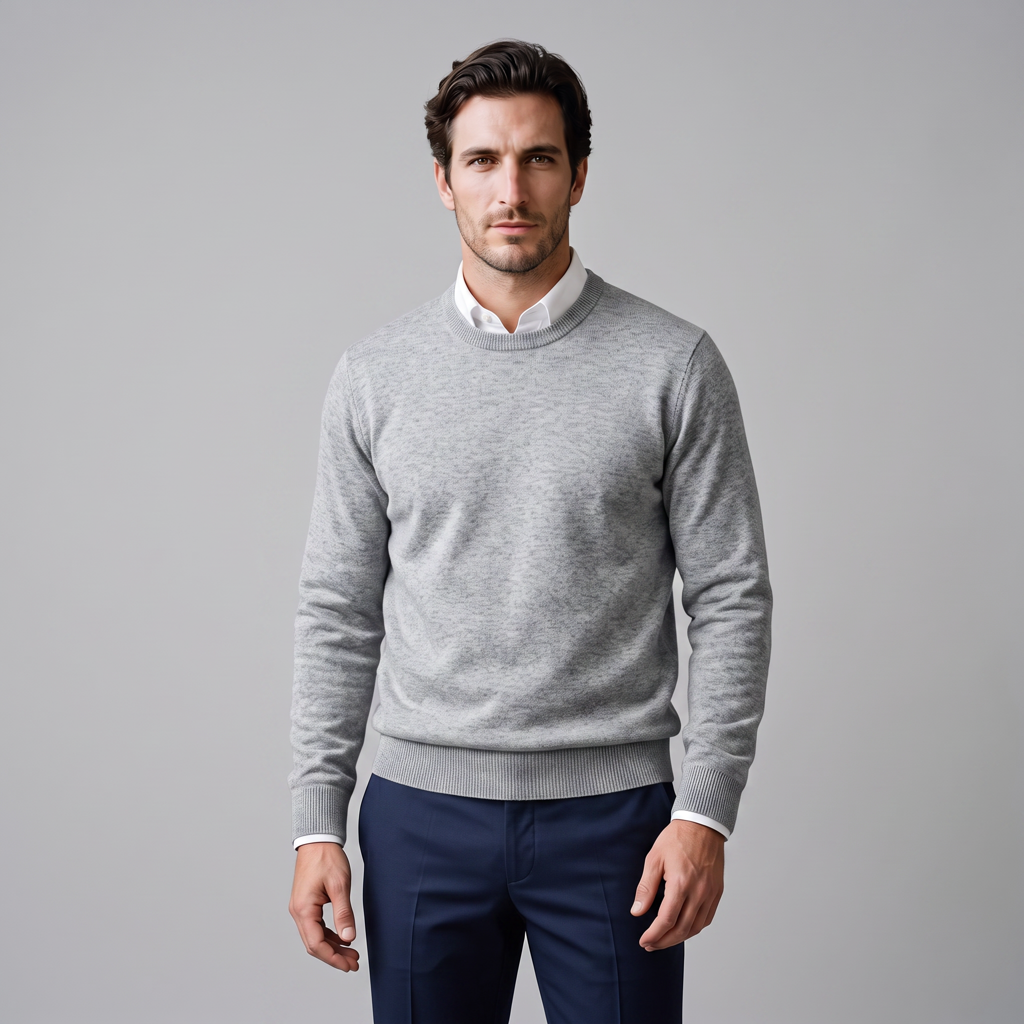 Men's Fine Knit Crew Neck Sweater