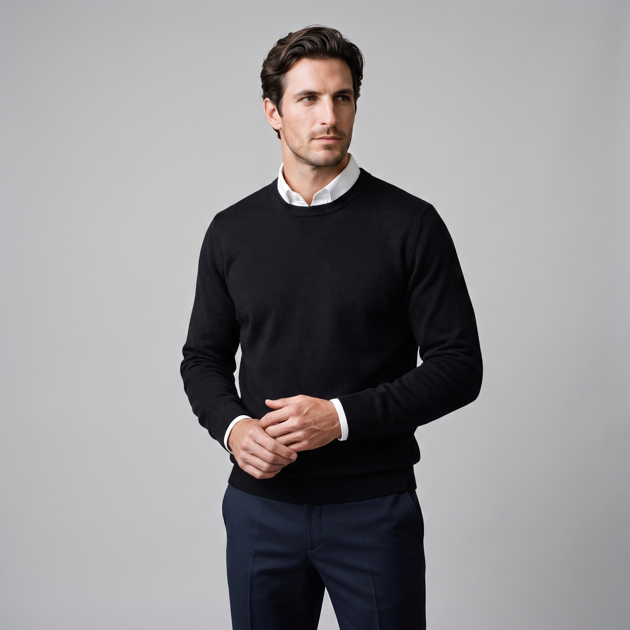 Men's Fine Knit Crew Neck Sweater