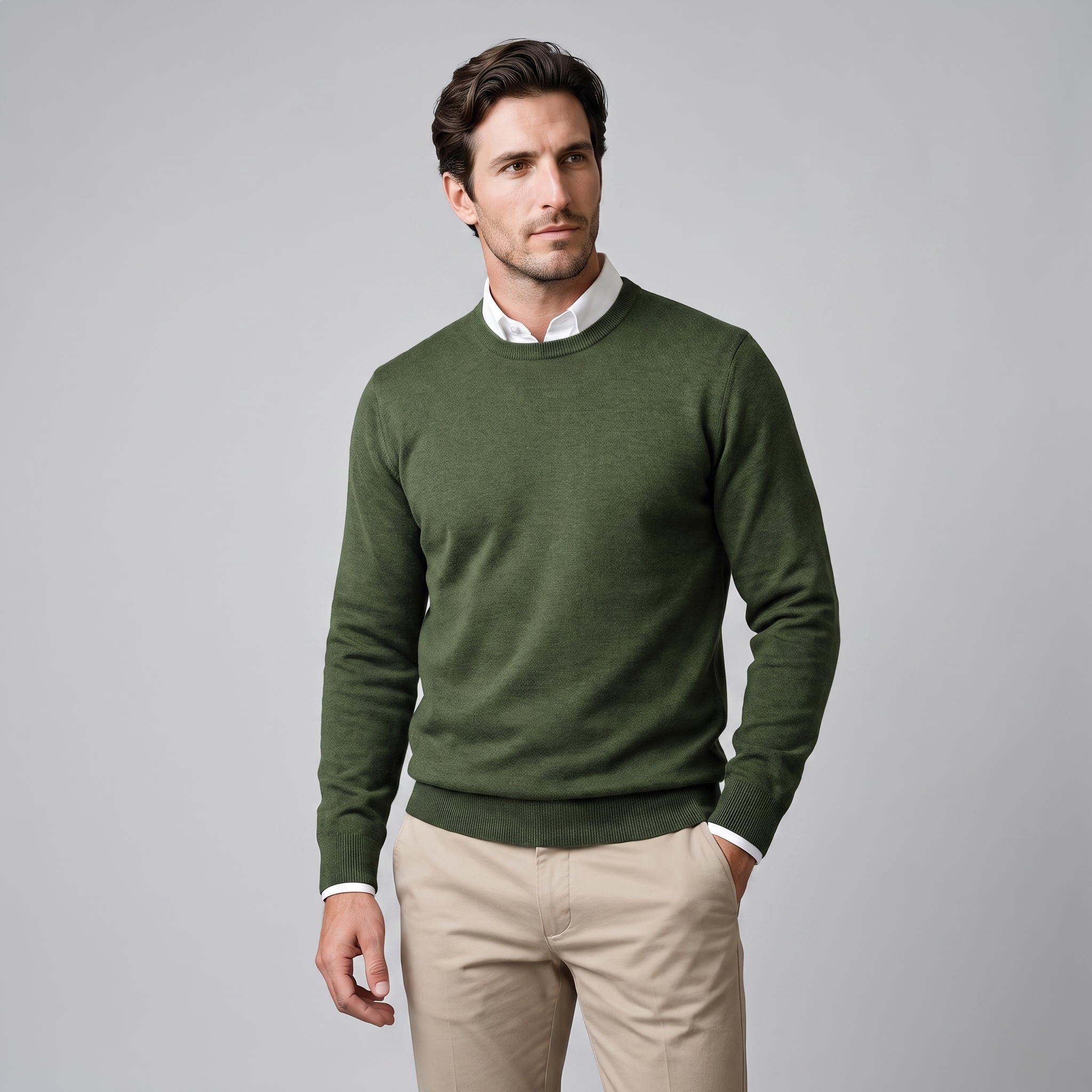 Men's Fine Knit Crew Neck Sweater