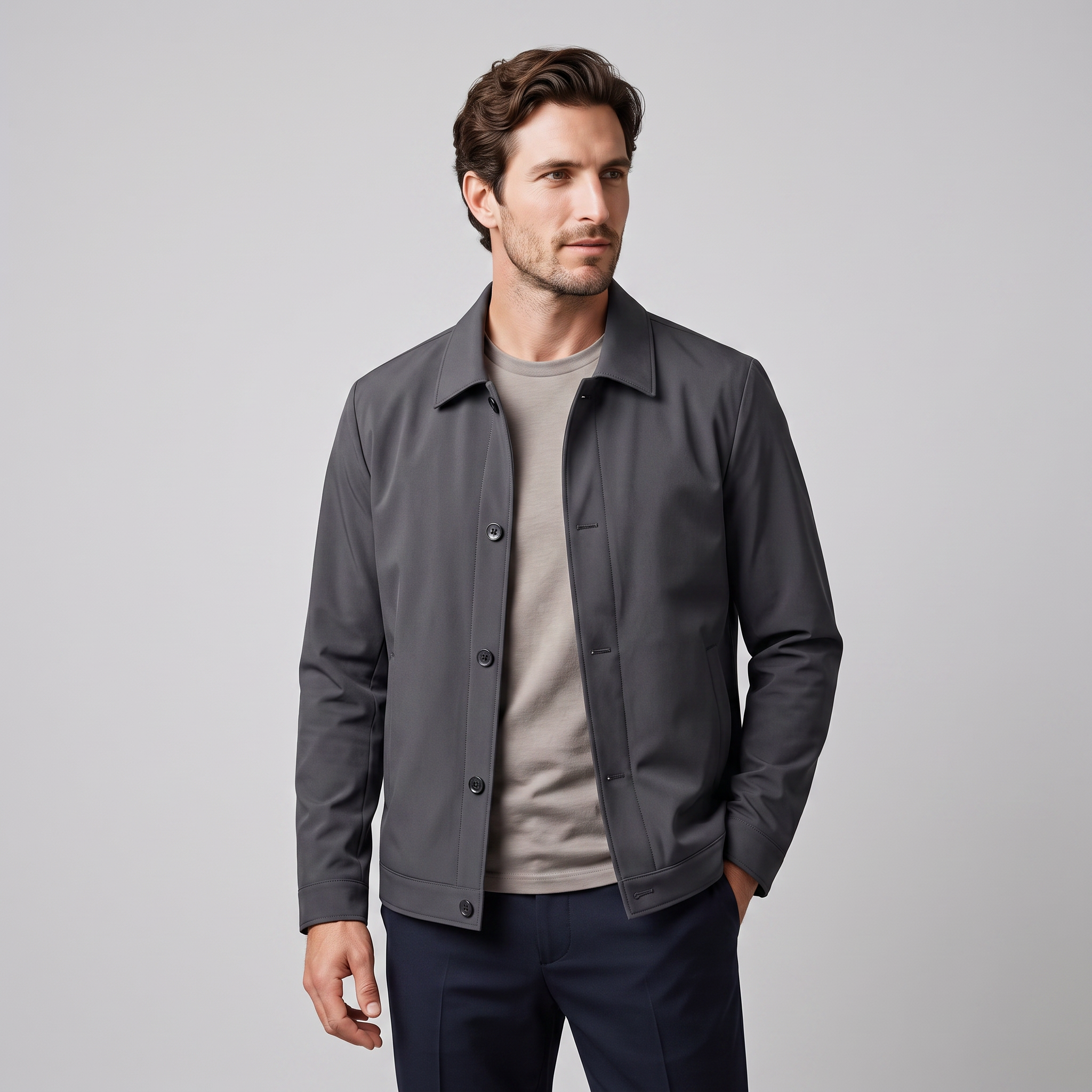 Men's Fleece-Lined Shirt Collar Jacket