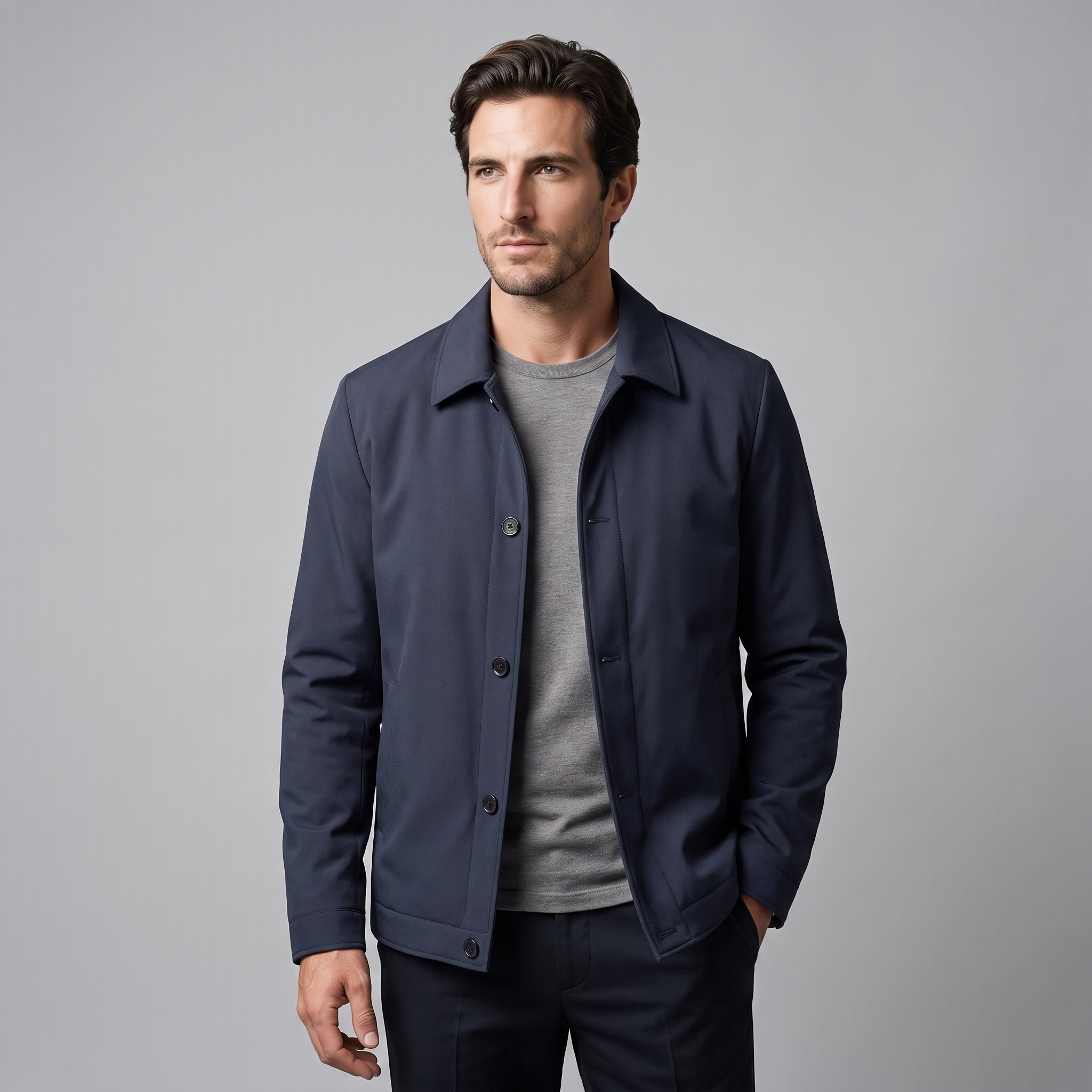 Men's Fleece-Lined Shirt Collar Jacket