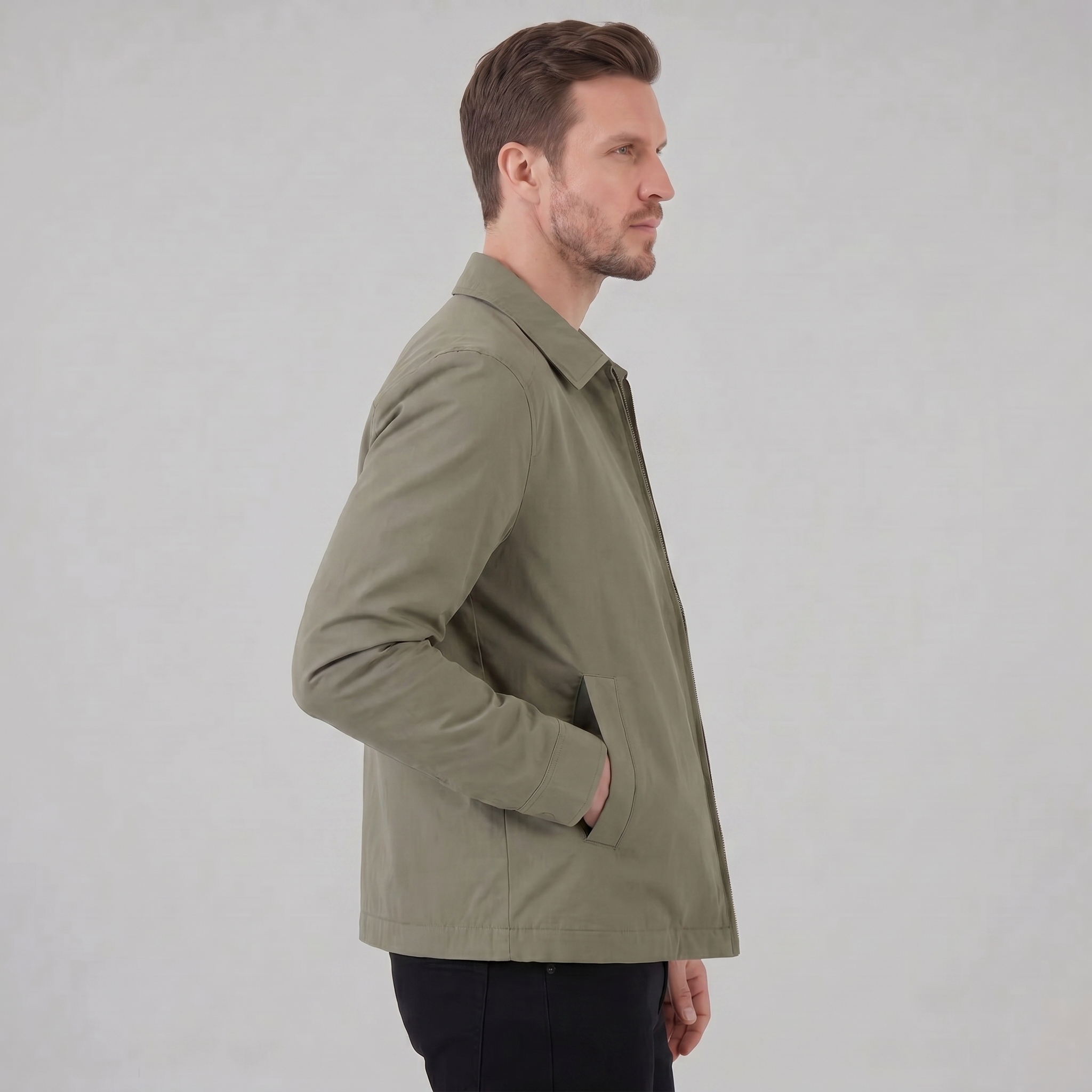 Men's Harrington Jacket with Check Lining
