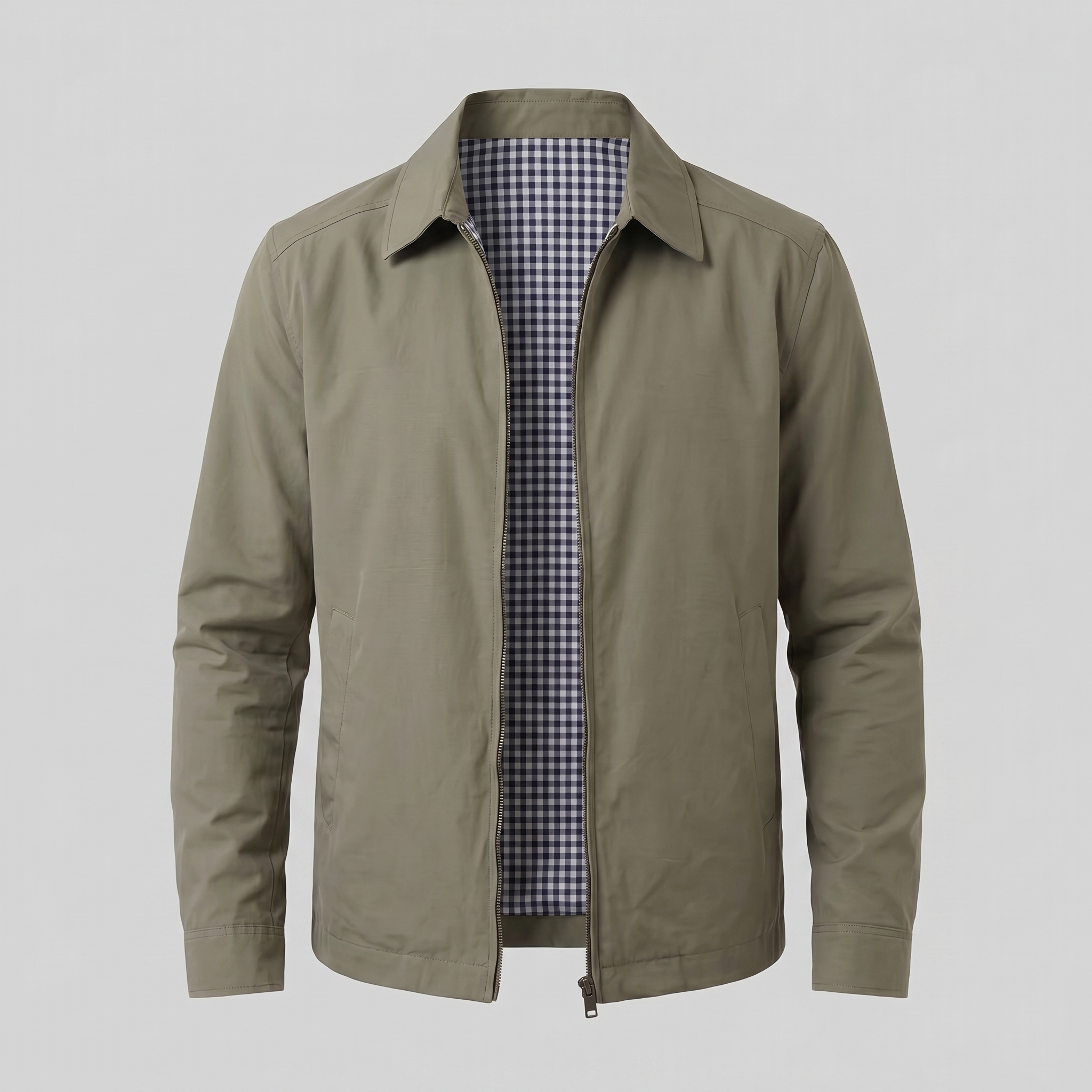 Men's Harrington Jacket with Check Lining