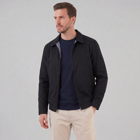 Men's Harrington Jacket with Check Lining