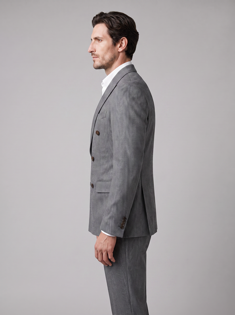 Men's Herringbone Double-Breasted Suit Set