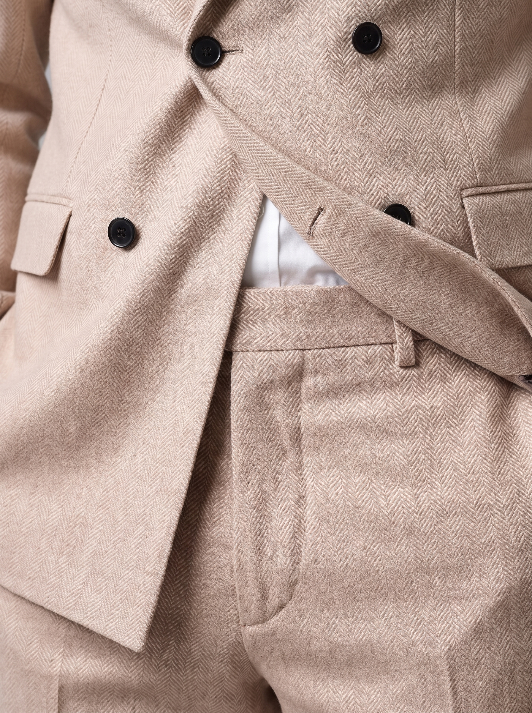 Men's Herringbone Double-Breasted Suit Set
