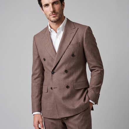 Men's Herringbone Double-Breasted Suit Set
