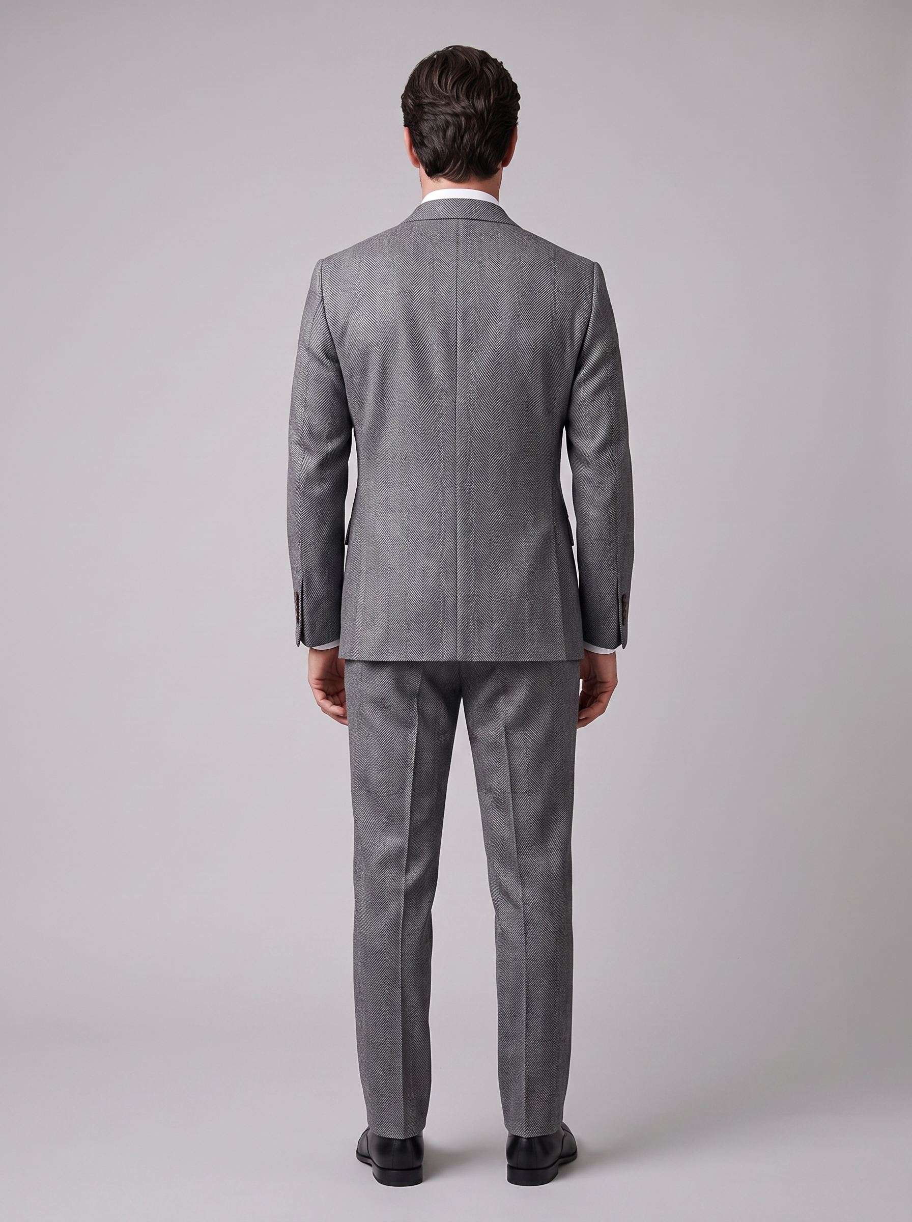 Men's Herringbone Double-Breasted Suit Set