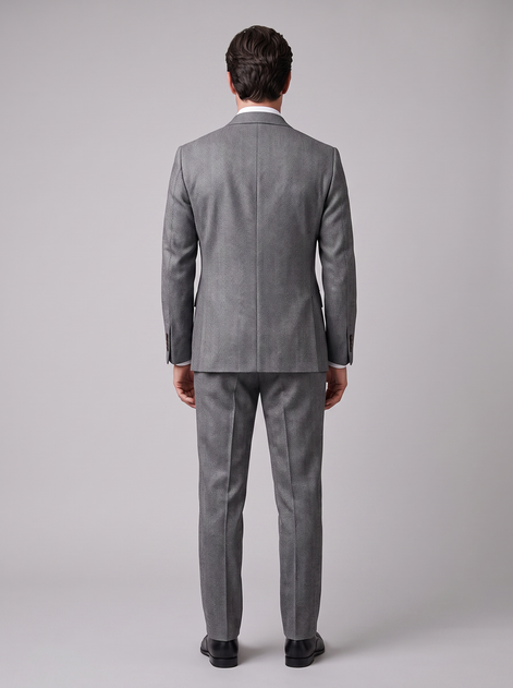 Men's Herringbone Double-Breasted Suit Set
