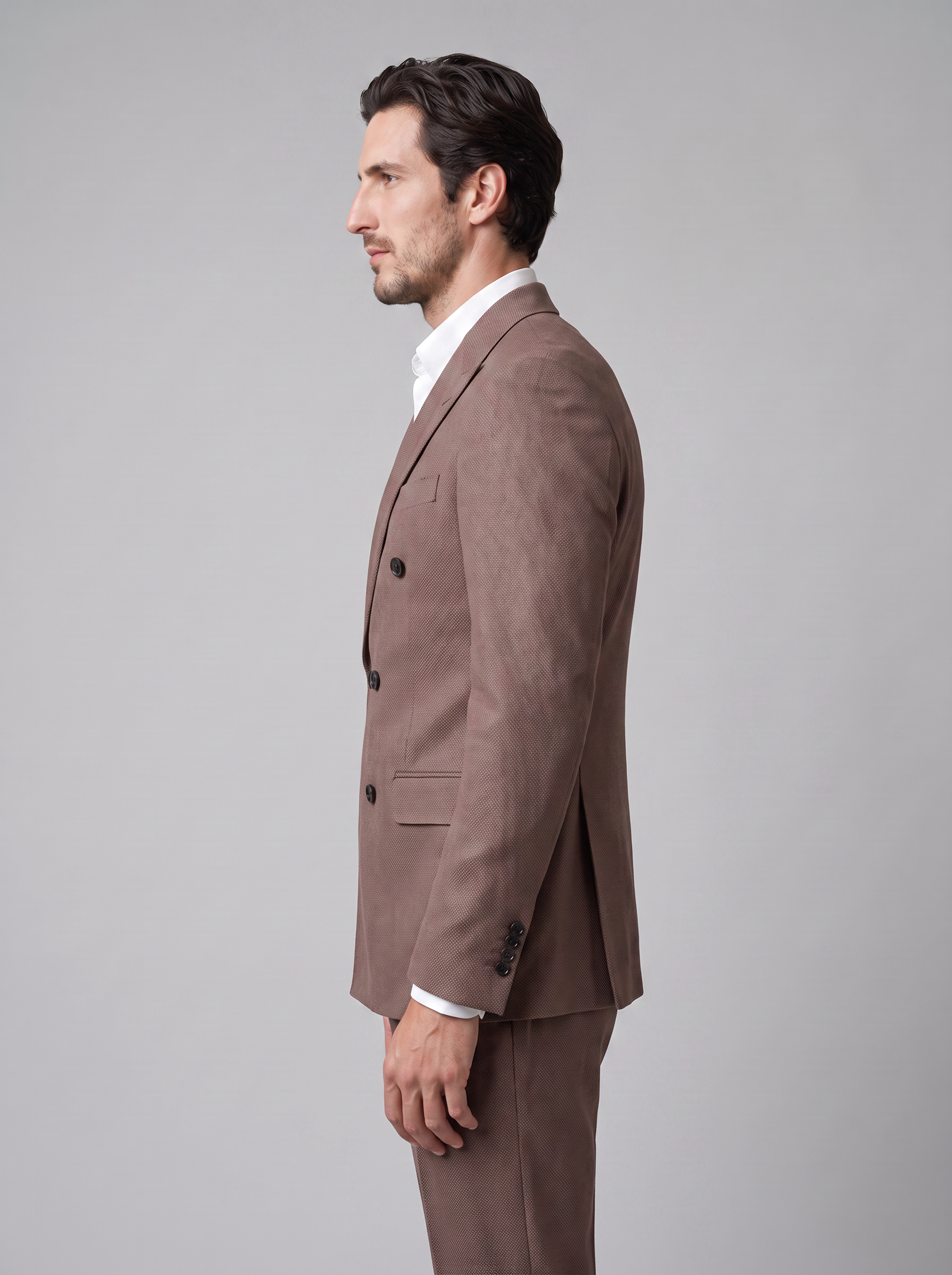 Men's Herringbone Double-Breasted Suit Set
