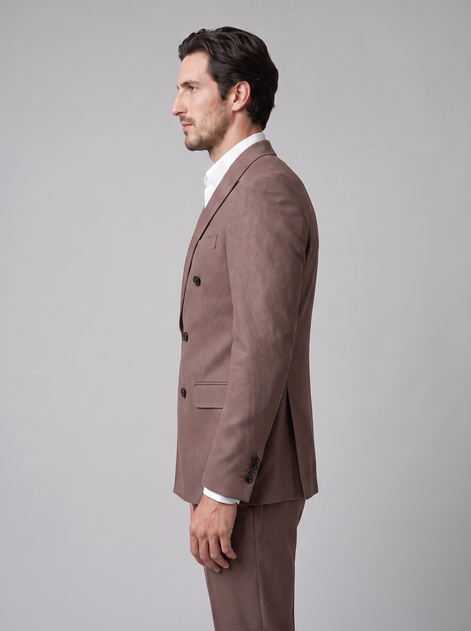 Men's Herringbone Double-Breasted Suit Set