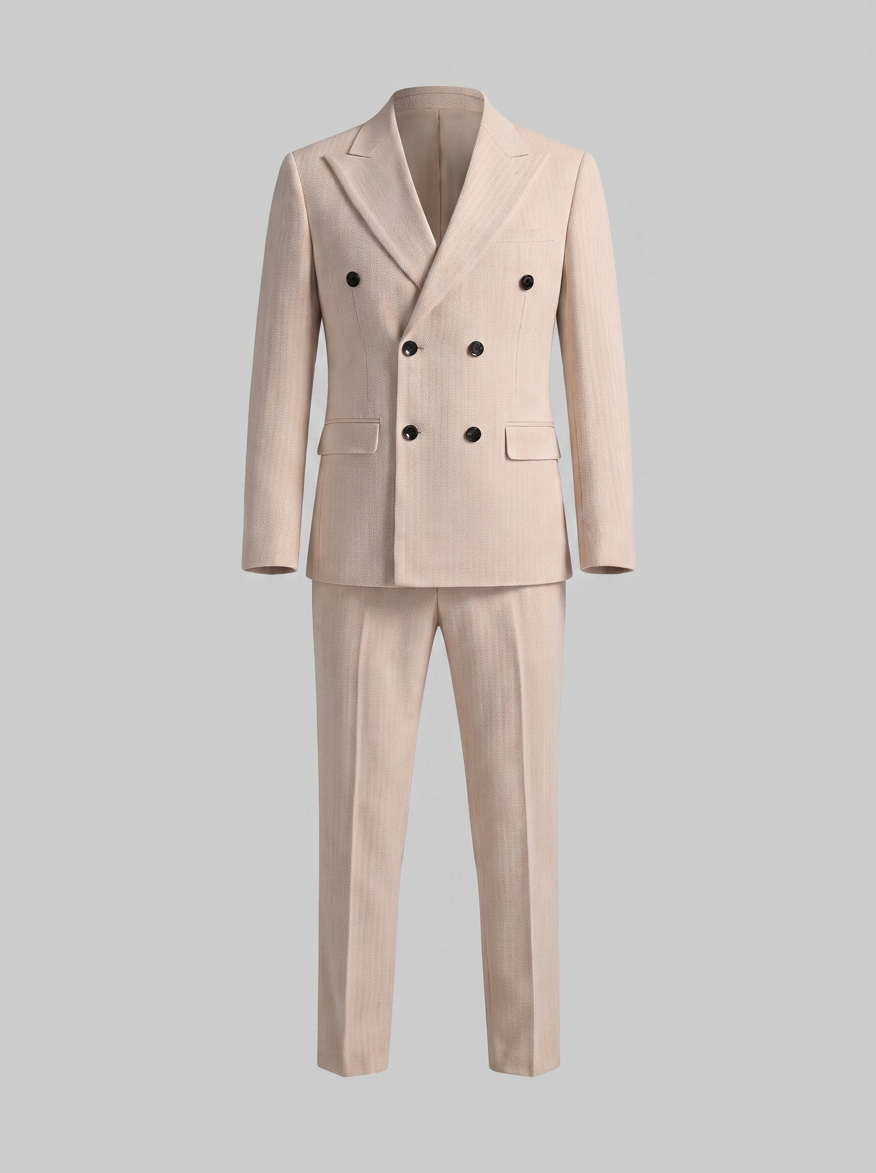 Men's Herringbone Double-Breasted Suit Set