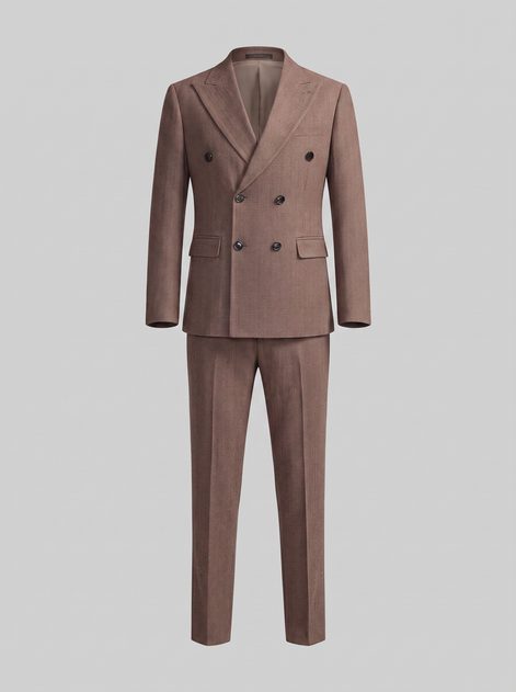 Men's Herringbone Double-Breasted Suit Set