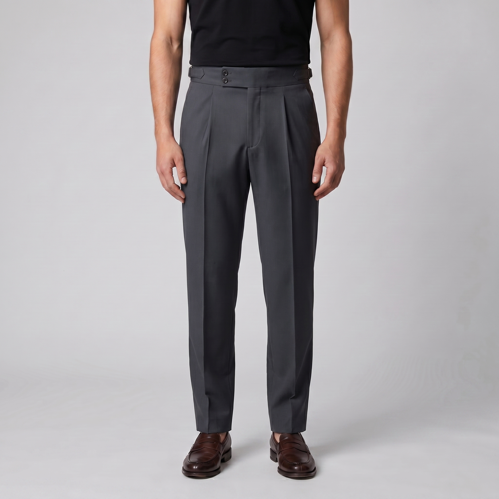 Men's High Waist Formal Trousers with Tailored Fit
