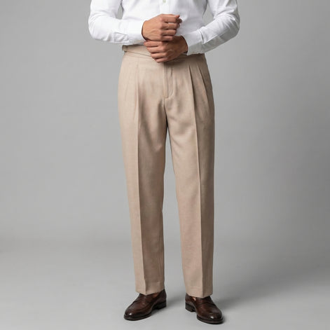 Men's High-Waisted Straight-Leg Trousers