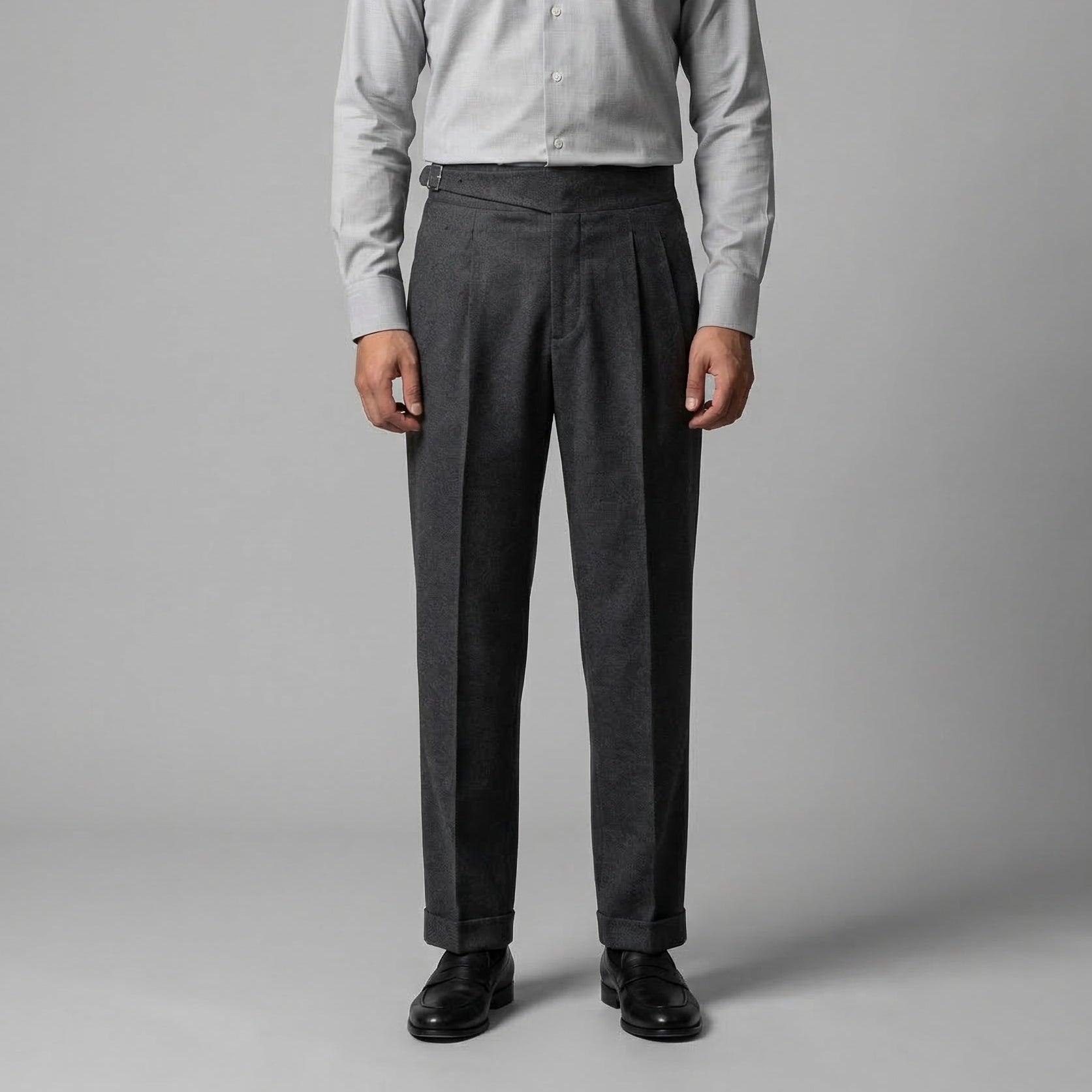 Men's High-Waisted Straight-Leg Trousers