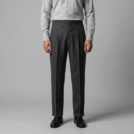Men's High-Waisted Straight-Leg Trousers