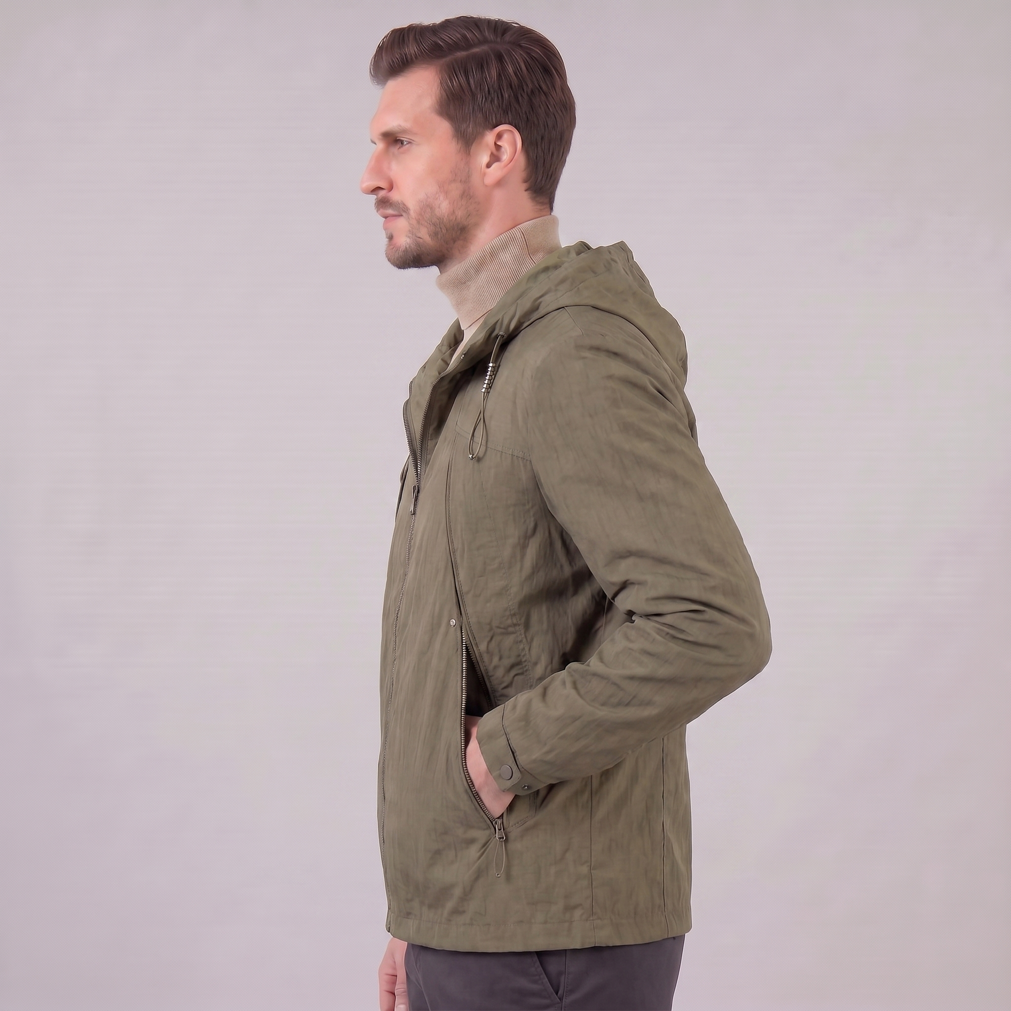 Men's Hooded Lightweight Windbreaker Jacket