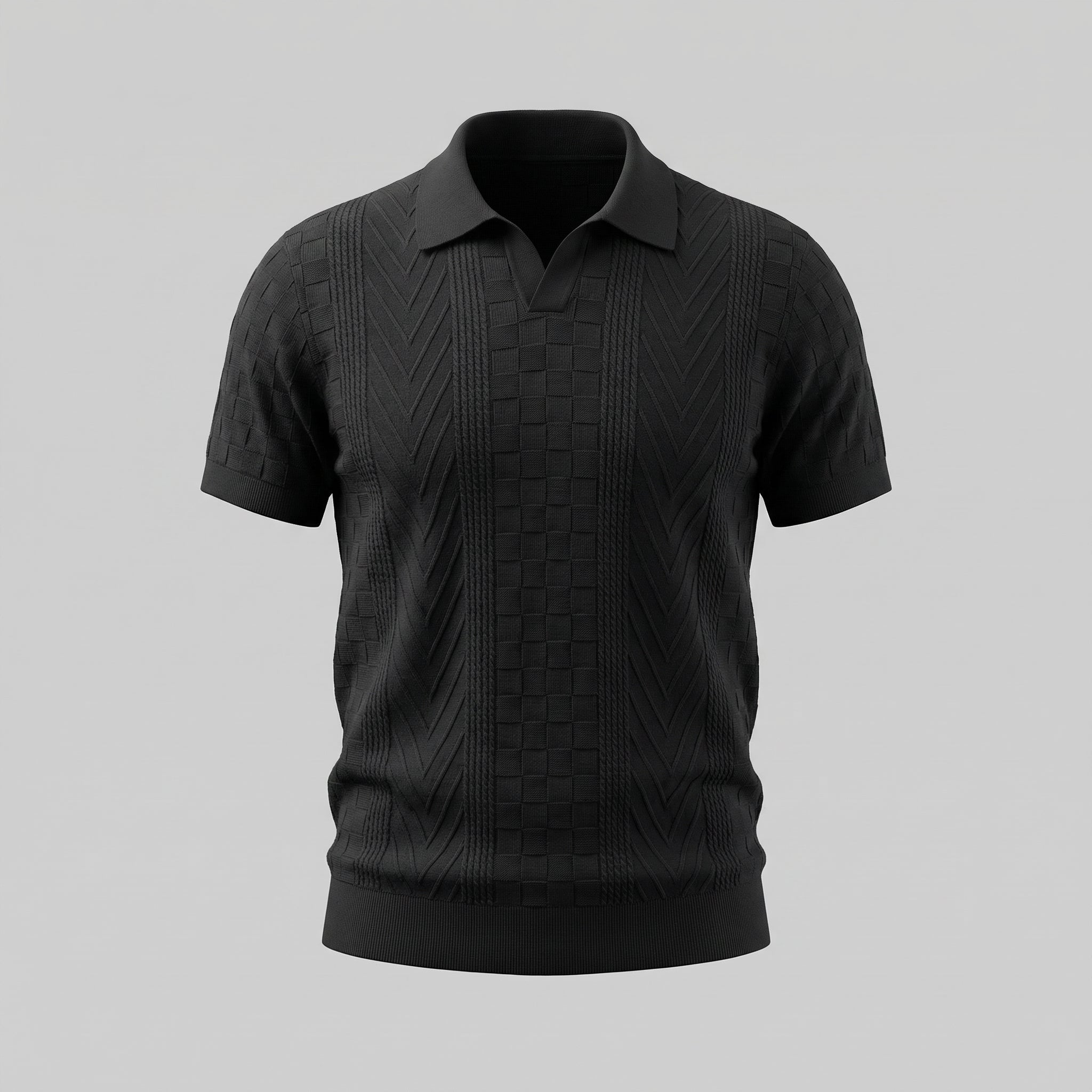 Men's Jacquard Polo Shirt - Slim Tailored Fit