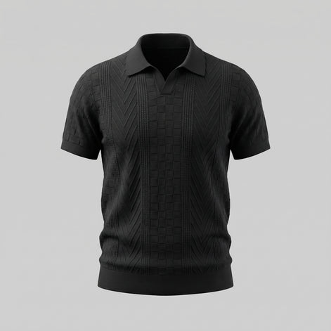 Men's Jacquard Polo Shirt - Slim Tailored Fit