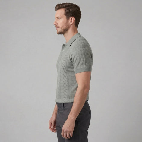 Men's Jacquard Polo Shirt - Slim Tailored Fit