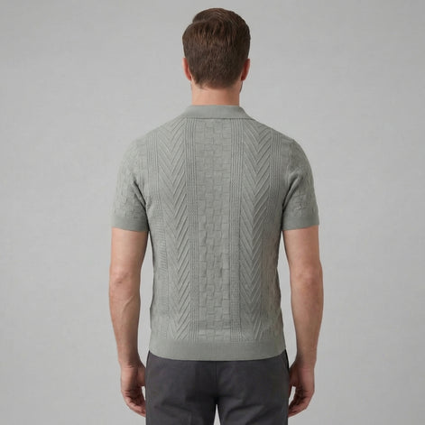 Men's Jacquard Polo Shirt - Slim Tailored Fit