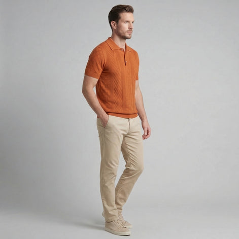 Men's Jacquard Polo Shirt - Slim Tailored Fit