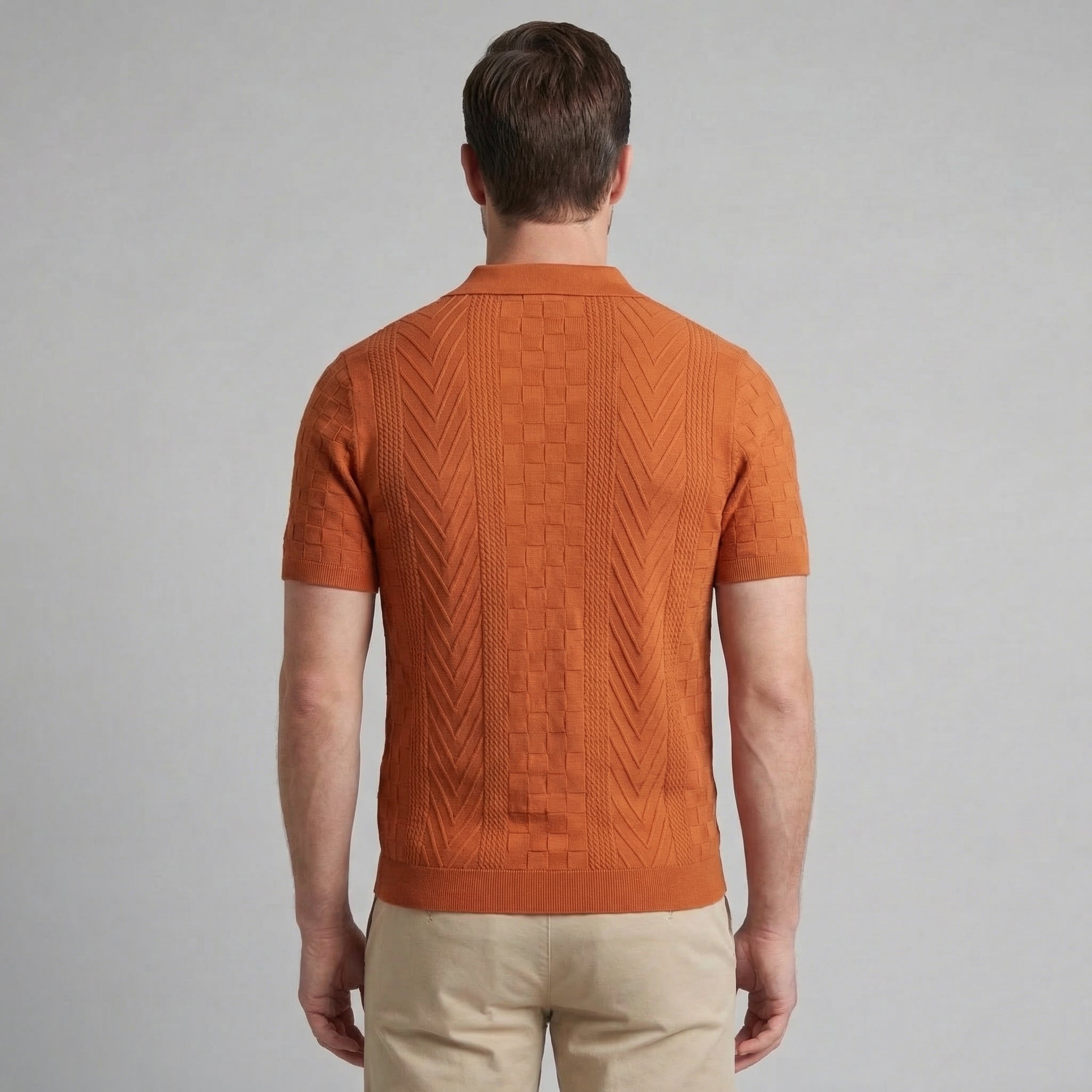 Men's Jacquard Polo Shirt - Slim Tailored Fit