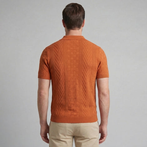 Men's Jacquard Polo Shirt - Slim Tailored Fit