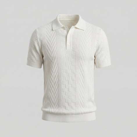 Men's Jacquard Polo Shirt - Slim Tailored Fit