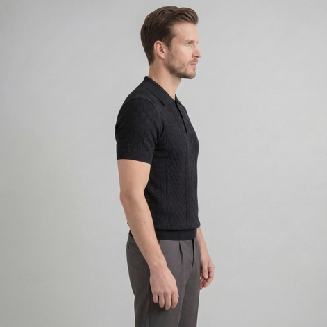 Men's Jacquard Polo Shirt - Slim Tailored Fit