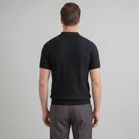 Men's Jacquard Polo Shirt - Slim Tailored Fit