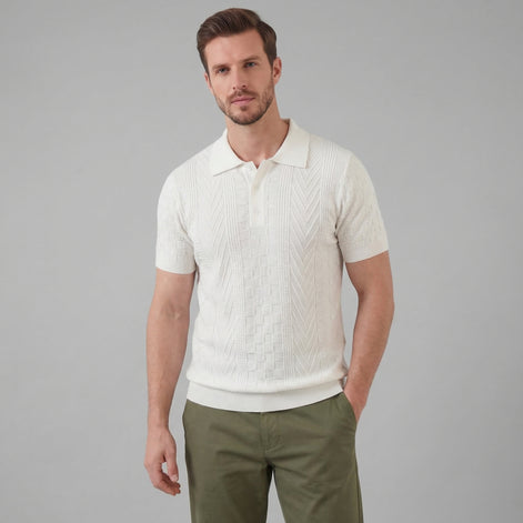 Men's Jacquard Polo Shirt - Slim Tailored Fit