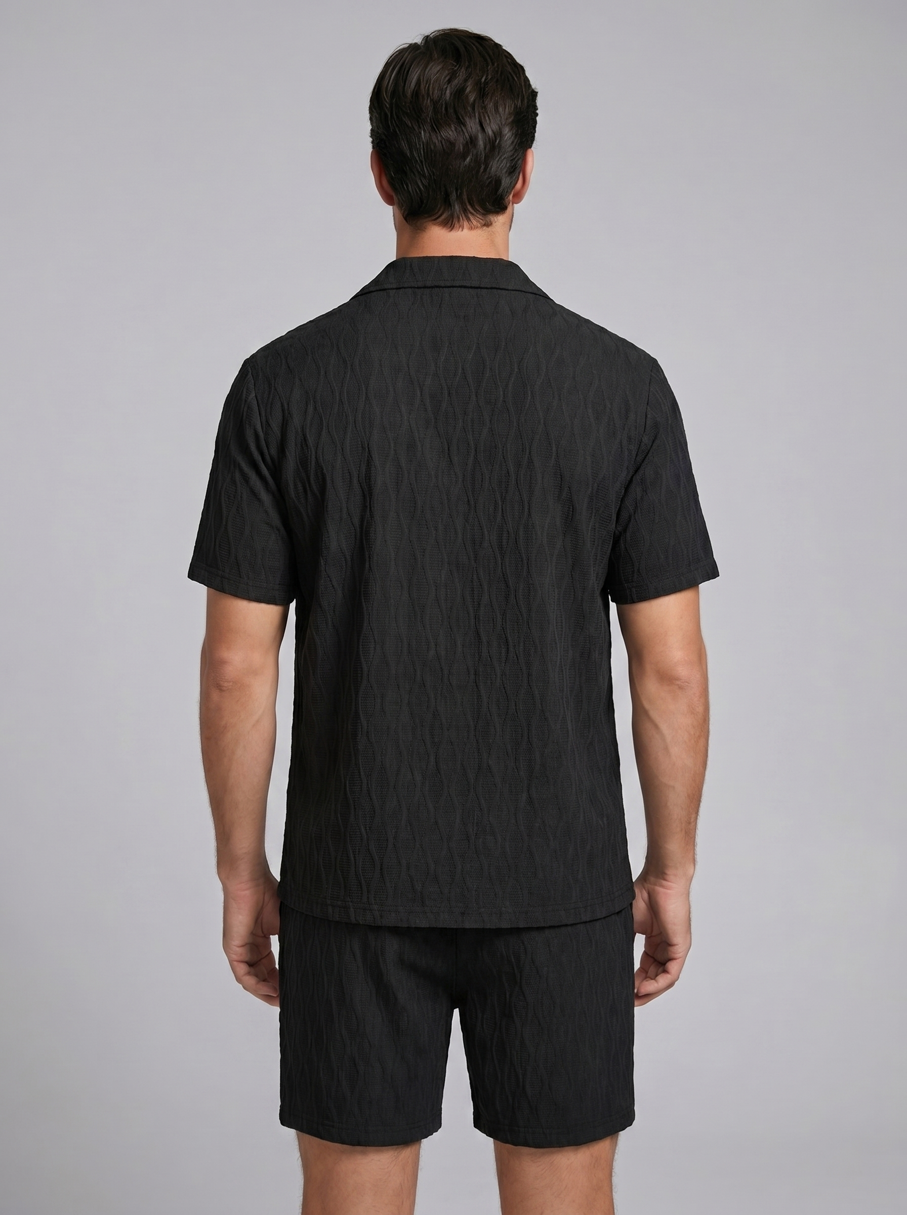 Men's Jacquard Wave Camp Shirt and Shorts Set