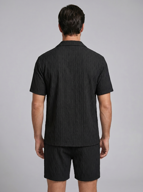 Men's Jacquard Wave Camp Shirt and Shorts Set