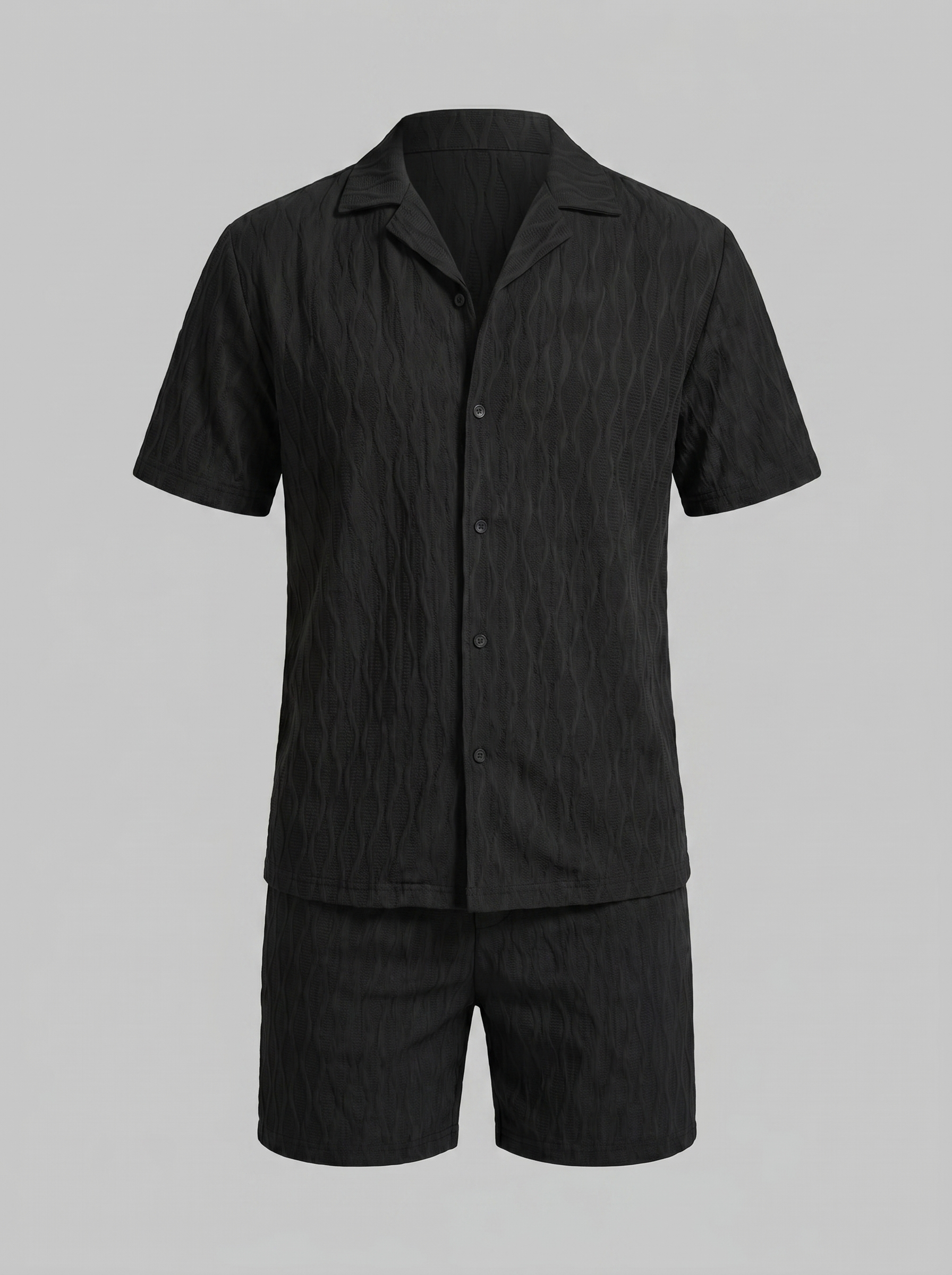 Men's Jacquard Wave Camp Shirt and Shorts Set