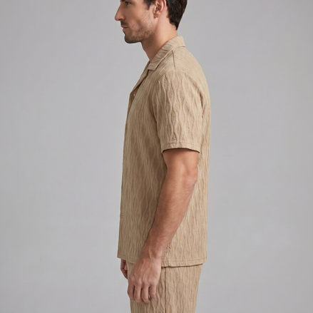 Men's Jacquard Wave Camp Shirt and Shorts Set