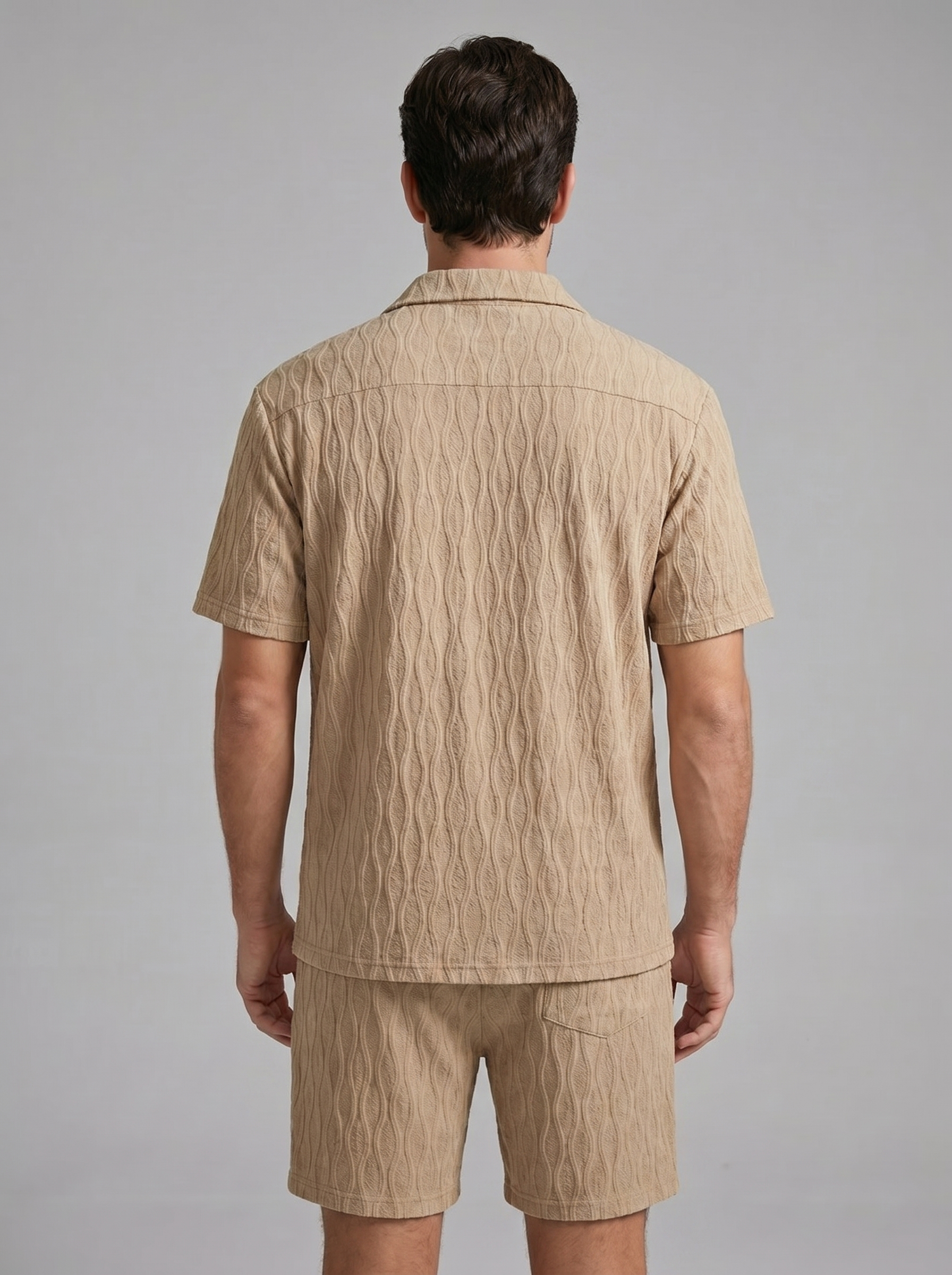 Men's Jacquard Wave Camp Shirt and Shorts Set