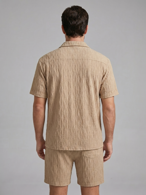 Men's Jacquard Wave Camp Shirt and Shorts Set